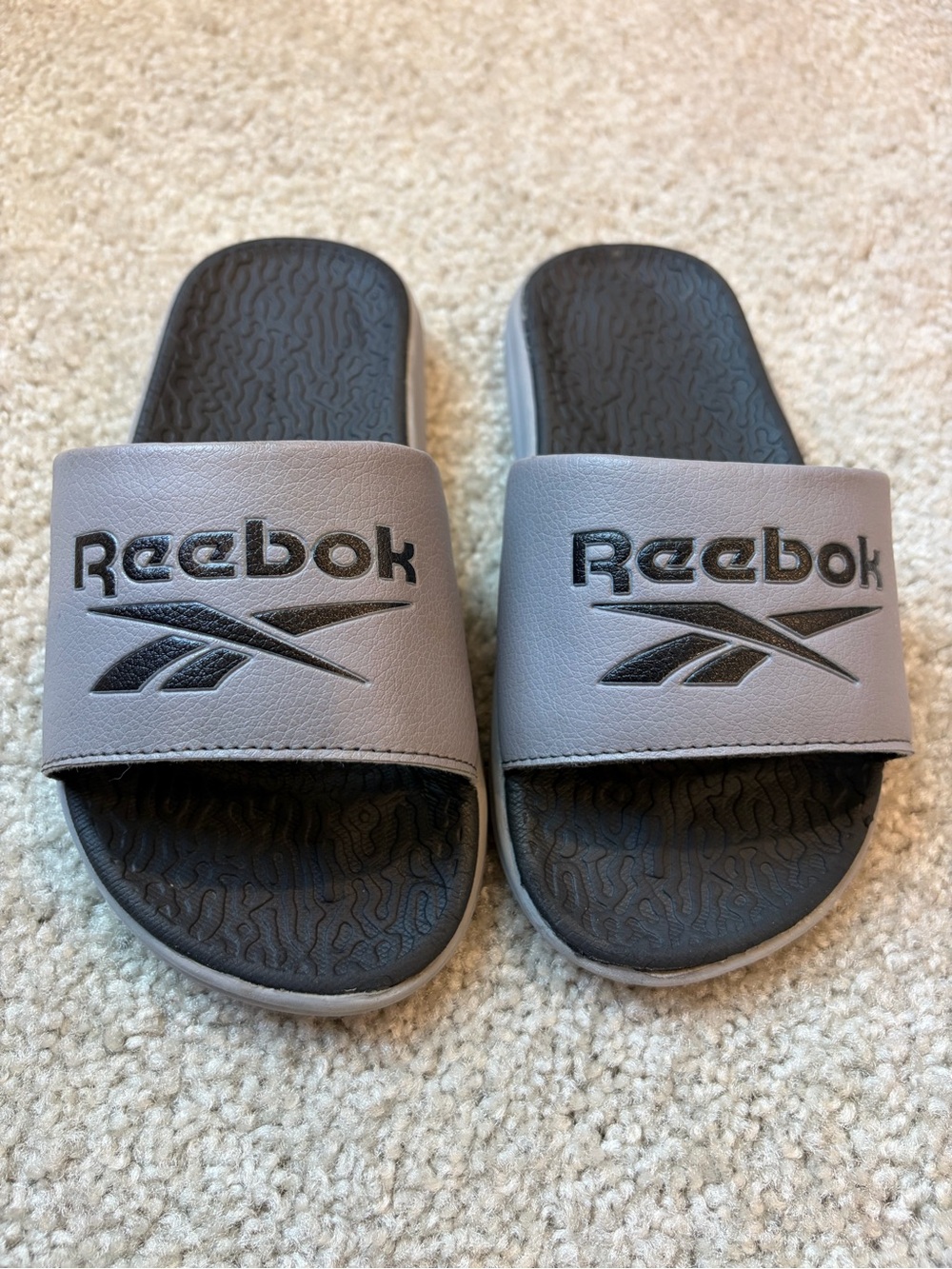 Reebok Kids Gray and Black Slide Sandals